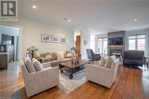 688 Trinity Church Road, Hamilton, ON - Indoor Photo Showing Living Room With Fireplace