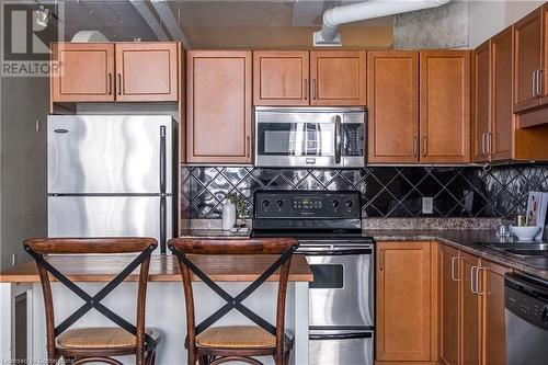 66 Bay Street S Unit# 612, Hamilton, ON - Indoor Photo Showing Kitchen With Stainless Steel Kitchen