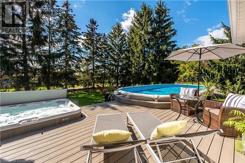 200 Green Mountain Road E, Stoney Creek, ON - Outdoor With Above Ground Pool With Deck Patio Veranda