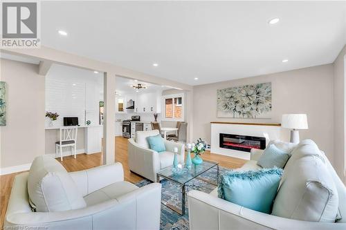 32 Miami Drive, Hamilton, ON - Indoor Photo Showing Living Room With Fireplace