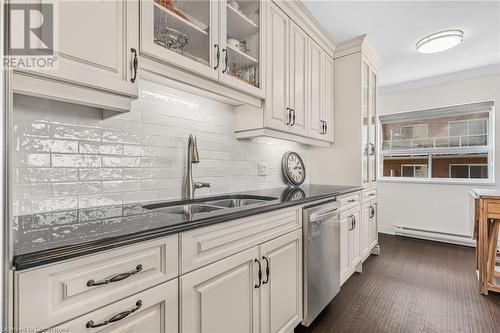 350 Concession Street Unit# 303, Hamilton, ON - Indoor Photo Showing Kitchen With Double Sink