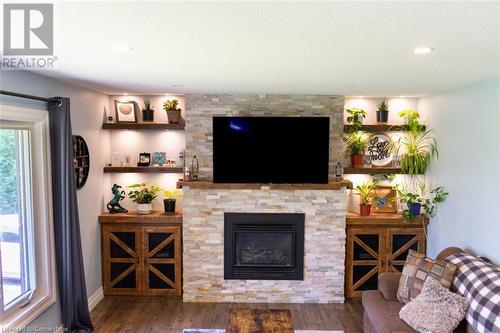 213 Concession 4 Road W, Hamilton, ON - Indoor Photo Showing Living Room With Fireplace