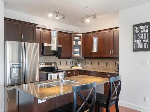 305-3210 Jacklin Rd, Langford, BC - Indoor Photo Showing Kitchen With Double Sink With Upgraded Kitchen