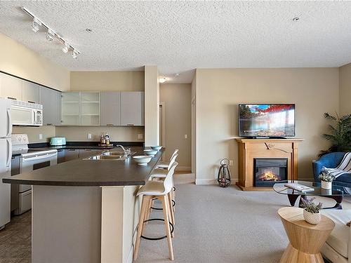 419-870 Short St, Saanich, BC - Indoor Photo Showing Kitchen With Fireplace With Double Sink