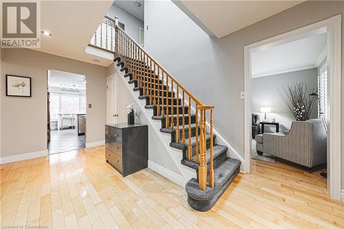 Staircase featuring wood-type flooring - 145 Dragoon Drive, Hamilton, ON - Indoor Photo Showing Other Room