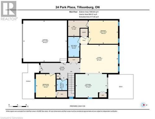 Main Level Floorplan - 24 Park Place, Tillsonburg, ON 