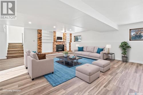 229 Badger Court, Saskatoon, SK - Indoor Photo Showing Living Room With Fireplace