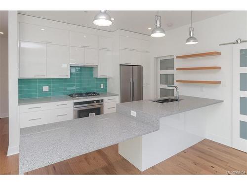 N309-1105 Pandora Ave, Victoria, BC - Indoor Photo Showing Kitchen With Double Sink With Upgraded Kitchen