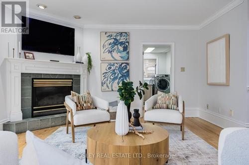 96 Main Street S, Brampton, ON - Indoor Photo Showing Living Room With Fireplace