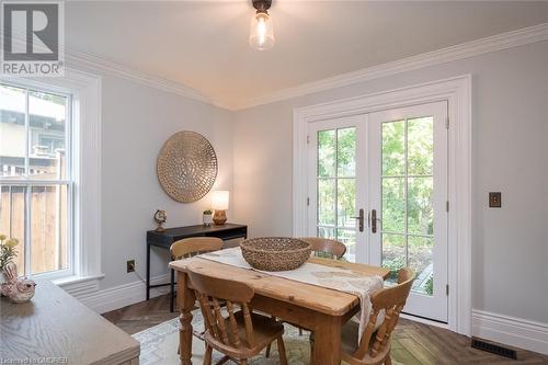 open your double doors while you sit and enjoy breakfast - 49 James Street, Milton, ON - Indoor Photo Showing Dining Room