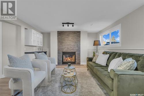 422 Crean Lane, Saskatoon, SK - Indoor Photo Showing Living Room With Fireplace