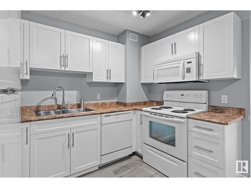 #308 9710 105 St Nw, Edmonton, AB - Indoor Photo Showing Kitchen With Double Sink