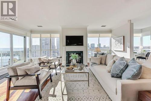 Ph17 - 2111 Lake Shore Boulevard W, Toronto, ON - Indoor Photo Showing Living Room With Fireplace