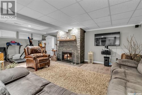 1634 Early Drive, Saskatoon, SK - Indoor Photo Showing Living Room With Fireplace