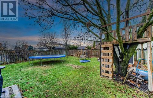 Yard at dusk with a trampoline - 6 Fran Ellen Crescent, Kitchener, ON - Outdoor