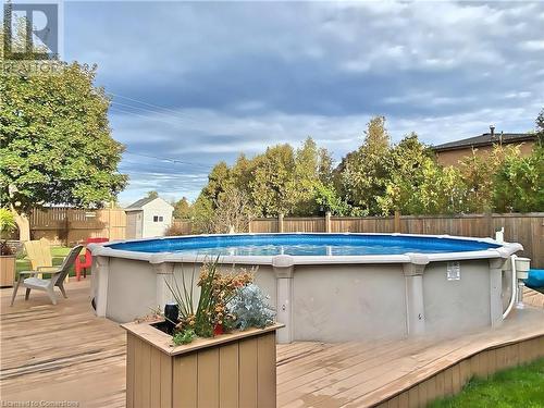 Seller Summer Picture of Backyard - 6 Vine Road, Grimsby, ON - Outdoor With Above Ground Pool With Backyard