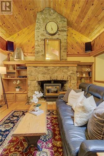 original 1860s part of the home - 1164 Brantford Highway, Cambridge, ON - Indoor Photo Showing Living Room With Fireplace