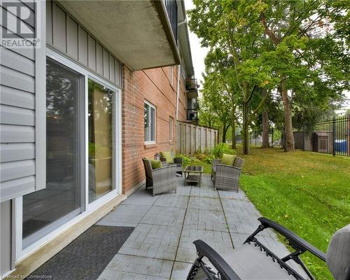 View of patio / terrace featuring an outdoor hangout area - 276 Eiwo Court Unit# 105, Waterloo, ON - Outdoor With Deck Patio Veranda With Exterior