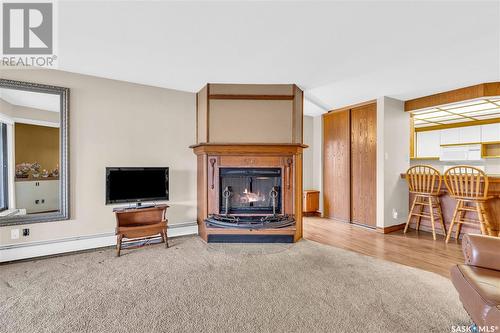 101 222 Saskatchewan Crescent E, Saskatoon, SK - Indoor Photo Showing Living Room With Fireplace