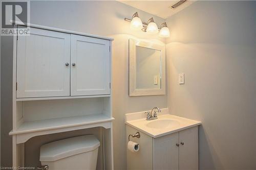 Bathroom with vanity and toilet and shower - 220 Bankside Drive, Kitchener, ON - Indoor Photo Showing Bathroom