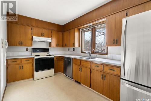 27 Laubach Avenue, Regina, SK - Indoor Photo Showing Kitchen With Double Sink