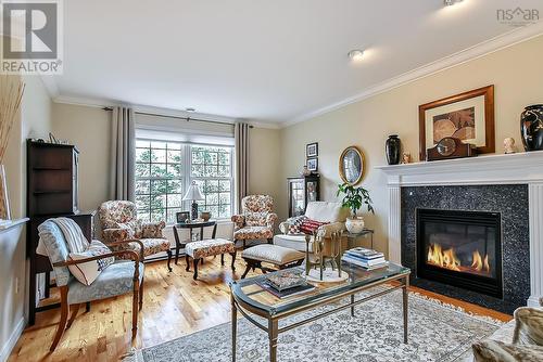 Living/Dining view 2 - 8 Compass Rose Court, Bedford, NS - Indoor Photo Showing Living Room With Fireplace