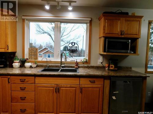 116 Churchill Avenue, Coronach, SK - Indoor Photo Showing Kitchen With Double Sink