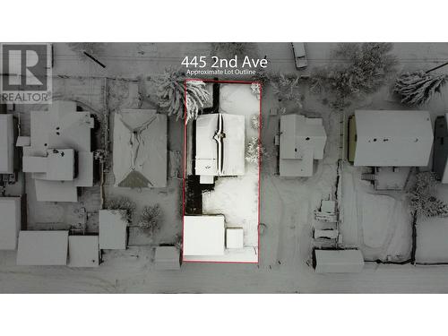 Aerial view with approximate property line - 445 2Nd Avenue, Kimberley, BC - Other