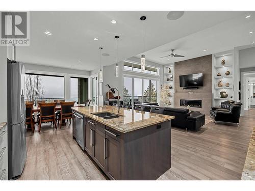 3490 Shayler Road, Kelowna, BC - Indoor Photo Showing Kitchen With Fireplace With Double Sink With Upgraded Kitchen