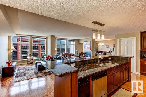 #1701 9020 Jasper Av Nw, Edmonton, AB - Indoor Photo Showing Kitchen With Double Sink