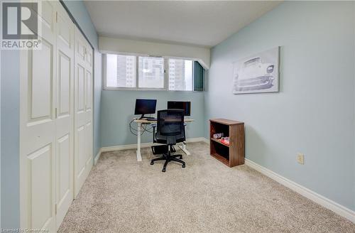 Bedroom2 - Used as an office area featuring light colored carpet - 375 King Street N Unit# 503, Waterloo, ON - Indoor