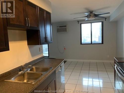 150 Park Street West Unit# 807, Windsor, ON - Indoor Photo Showing Kitchen With Double Sink