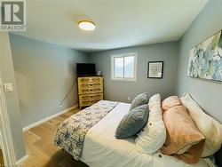 Bedroom with light hardwood / wood-style flooring - 