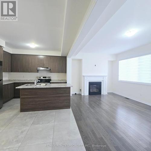 161 Huntingford Trail, Woodstock, ON - Indoor Photo Showing Kitchen With Fireplace