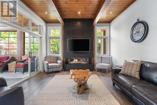 580 Indian Point Road, Kawartha Lakes, ON - Indoor Photo Showing Living Room With Fireplace