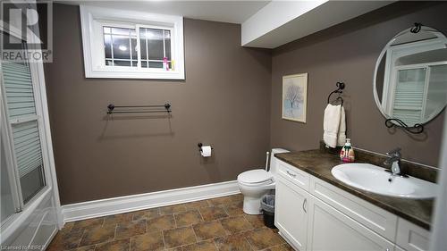 Full bathroom with vanity, toilet, and bath / shower combo with glass door - 748 Coursol Road, Sturgeon Falls, ON - Indoor Photo Showing Bathroom