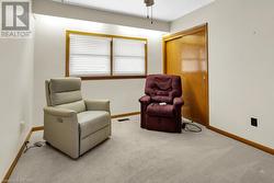 Living area with light carpet - 