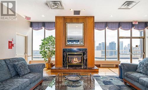 1408 - 55 Elm Drive, Mississauga, ON - Indoor Photo Showing Living Room With Fireplace