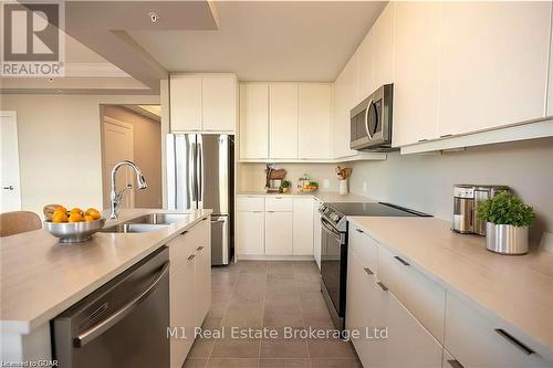 801 - 73 Arthur Street S, Guelph (Two Rivers), ON - Indoor Photo Showing Kitchen With Stainless Steel Kitchen With Double Sink