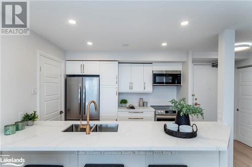 608 - 75 Ellen Street, Barrie (City Centre), ON - Indoor Photo Showing Kitchen With Double Sink With Upgraded Kitchen