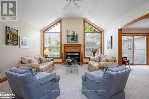 11 Wickens Lane, Blue Mountains (Thornbury), ON - Indoor Photo Showing Living Room With Fireplace