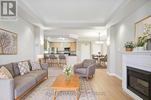 420 - 3351 Cawthra Road, Mississauga, ON - Indoor Photo Showing Living Room With Fireplace