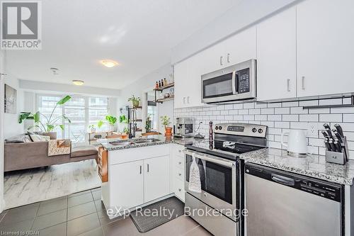 801 - 53 Arthur Street S, Guelph (Two Rivers), ON - Indoor Photo Showing Kitchen With Stainless Steel Kitchen With Double Sink