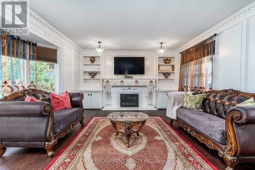 28 Stonegate Drive, Hamilton, ON - Indoor Photo Showing Living Room With Fireplace