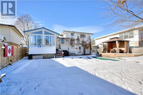 Snow covered house featuring a gazebo - 19 Halifax Drive, Kitchener, ON - Outdoor