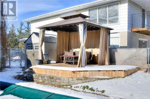 Snow covered property featuring a gazebo - 19 Halifax Drive, Kitchener, ON - Outdoor