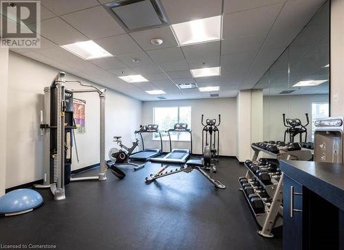 Exercise room featuring a drop ceiling - 251 Northfield Drive E Unit# 401, Waterloo, ON - Indoor Photo Showing Gym Room