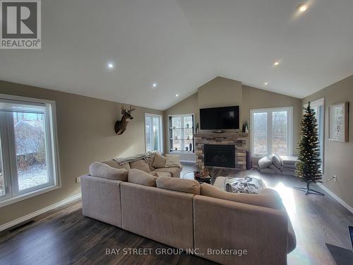 1147 Belle Aire Beach Road, Innisfil, ON - Indoor Photo Showing Living Room With Fireplace