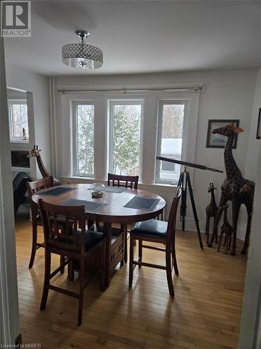 Dining space featuring wood-type flooring - 491 Mcconnell Street, Mattawa, ON - Indoor Photo Showing Dining Room