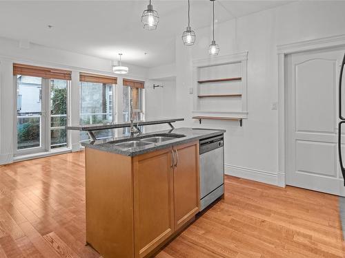 205-1602 Quadra St, Victoria, BC - Indoor Photo Showing Kitchen With Double Sink